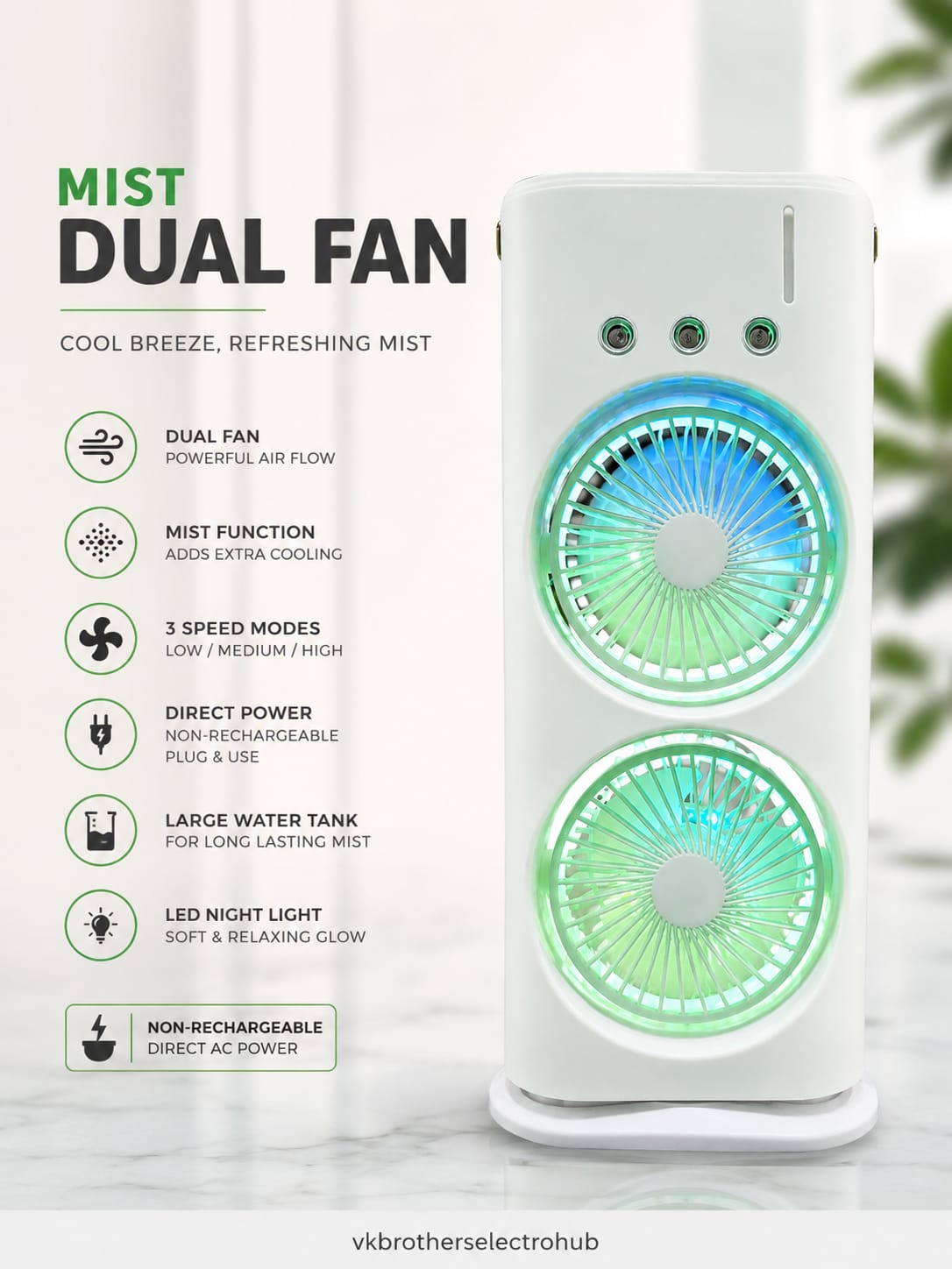 Dual Mist Air Fan – Double Cooling, Maximum Comfort